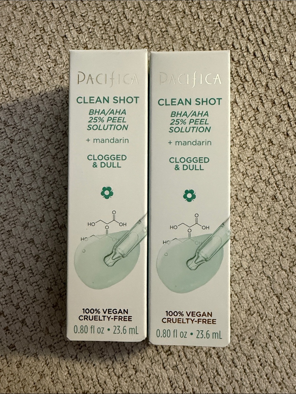 2 Pacifica Clean Shot BHA/AHA Peel Solution - 100% Vegan & Cruelty Free